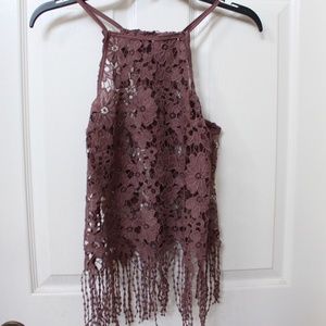 NWOT Purple Crochet Tassel  Blouse by "it's Pink"